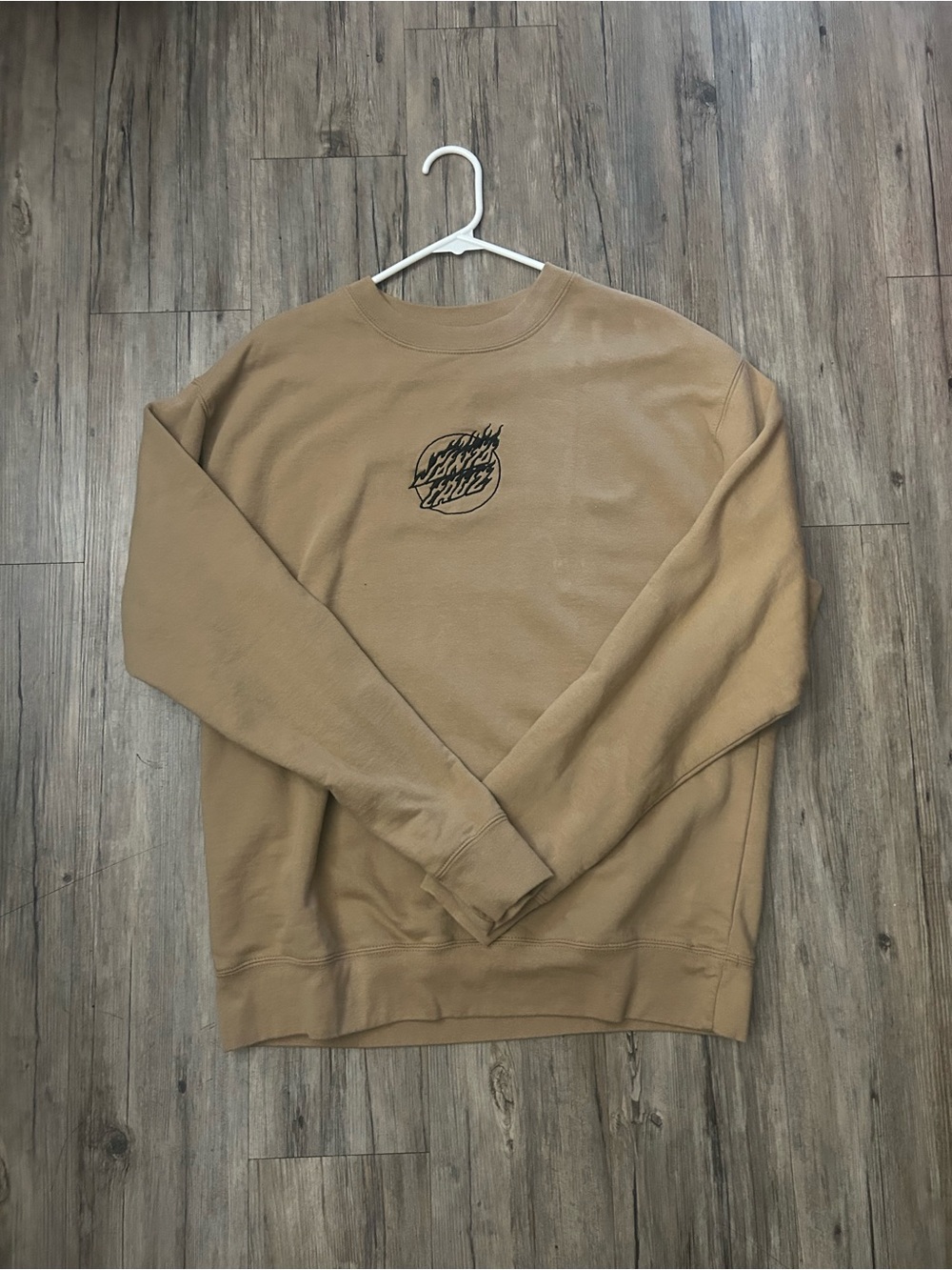 Men's Tan Santa Cruz Crewneck Sweatshirt with Center Logo